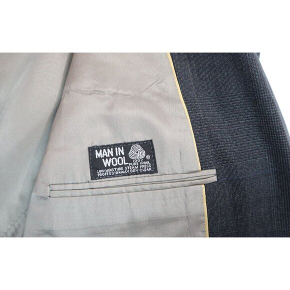 BLOOMINDALES PETERBOROUGH ROW - MEN'S GRAY PLAID WOOL BLAZER JACKET - SIZE 46L - Picture 3 of 6
